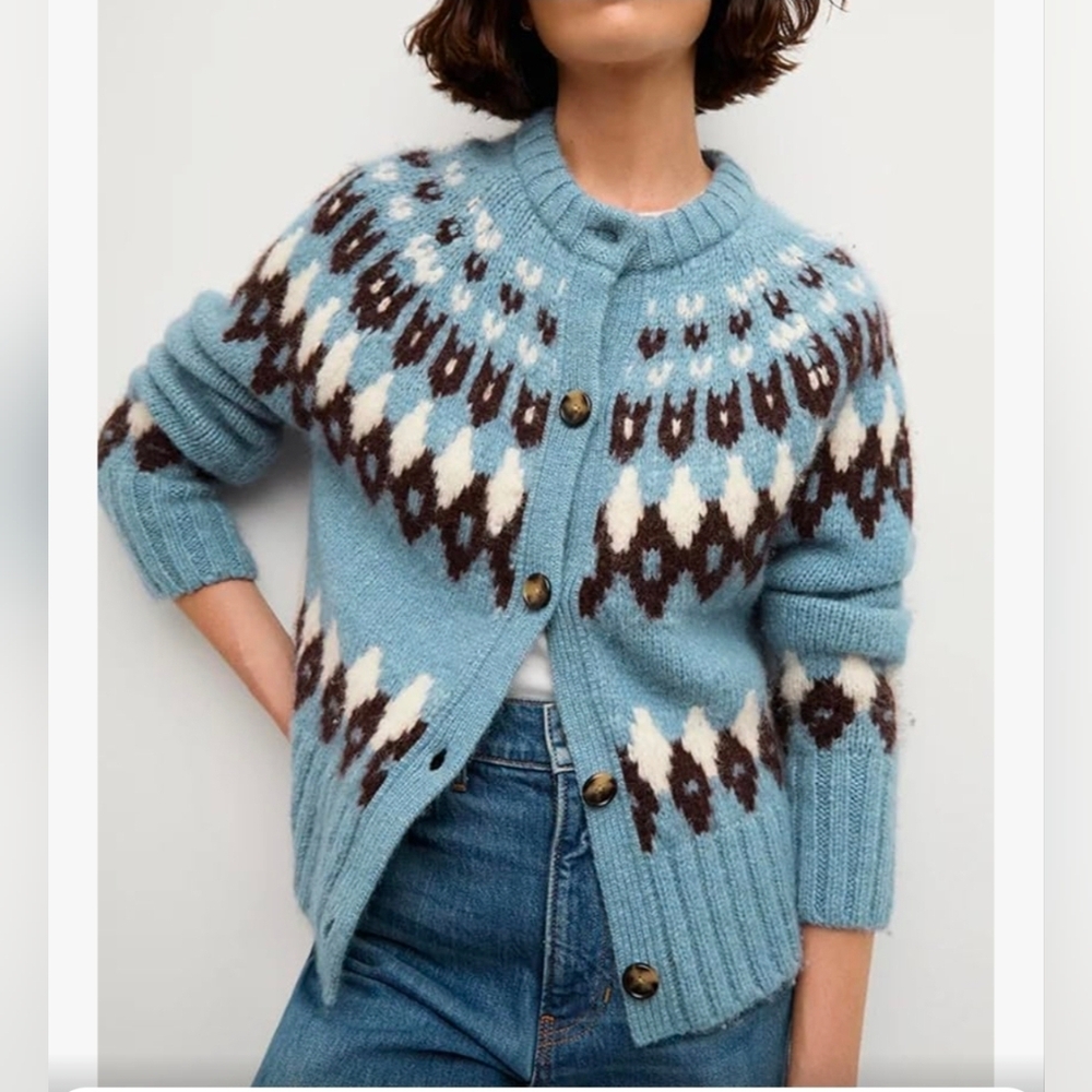Women'a Emmiol Fair Isle Sweater Alpaca Blend S Cardigan